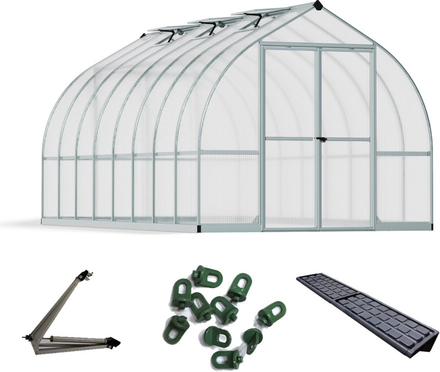 Palram - Szklarnia aluminiowa Canopia Bella 816 zestaw ekonomiczny srebrny 489x244x219 cm
