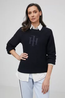 Swetry damskie - Tommy Hilfiger sweter bawełniany damski kolor granatowy - grafika 1