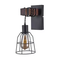 Lampy ścienne - Italux Kinkiet Reda 1 x 60 W E27 czarny / drewno WL-4793-1-L - miniaturka - grafika 1