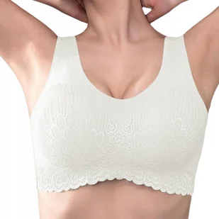 MIĘKKI WYGODNY BIUSTONOSZ BEZSZWOWY STANIK SPORTOWY FITNESS TOP BIAŁY L 40 - Biustonosze - miniaturka - grafika 1