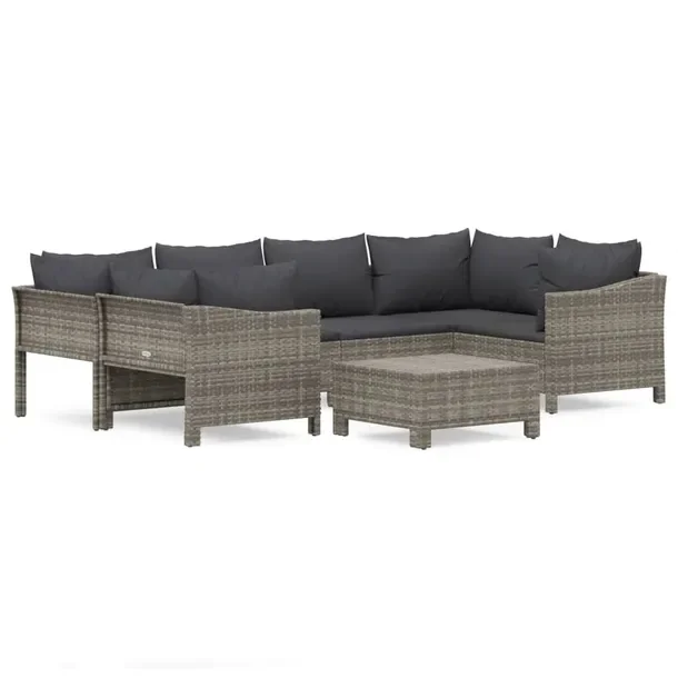 Modny zestaw wypoczynkowy ogrodowy, rattan PE, stal, szary, 63x63x55.5cm