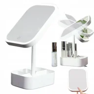 Lusterka do makijażu - Lusterko Do Makijażu Lustro Kosmetyczne Stojące Podświetlane Z Kosmetyczką - miniaturka - grafika 1