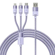 Kable USB - Kabel USB 3w1 Baseus StarSpeed, USB-C + micro USB + Lightning, 3,5A, 1.2m (fioletowy) - miniaturka - grafika 1