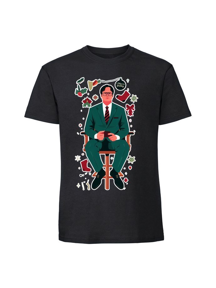 Męska koszulka z nadrukiem - dwight schrute the office merry christmas czarny 3XL