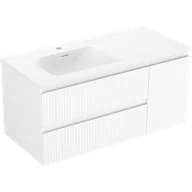 Szafki łazienkowe - Mexen Rivel szafka łazienkowa 100 cm z umywalką Vela lewą, 2S, 1D, ryflowana, biała mat - 91A23-10047-3-BBFFF01-W23L01 - miniaturka - grafika 1