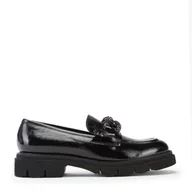 Mokasyny damskie - Damskie mokasyny skórzane z łańcuchem z kryształków czarne - Wittchen - miniaturka - grafika 1