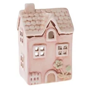 Świeczniki - Świecznik domek ceramika na prezent różowy ozdoba - miniaturka - grafika 1