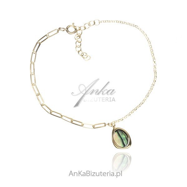 ankabizuteria.pl Bransoletka srebrna pozłacana z muszlą paola