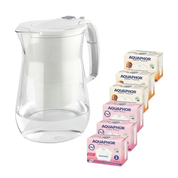 Dzbanek filtrujący Aquaphor Onyx 4,2 l + 6 wkładów (3Mg +3H), biały ZESTAW