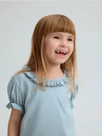 Bluzki dla niemowląt - Reserved - Bawełniany t-shirt z falbanką - jasnoniebieski - miniaturka - grafika 1
