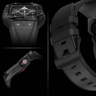 Kingxbar CYF140 2w1 pasek Apple Watch Ultra, SE, 8, 7, 6, 5, 4, 3, 2, 1 (49, 45, 44, 42  mm) z wbudowanym pancernym etui ze stali nierdzewnej czarny - Akcesoria do smartwatchy - miniaturka - grafika 4