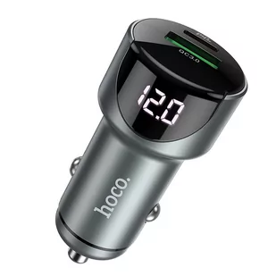 Hoco ładowarka samochodowa USB QC3.0 + PD20W LED Light road Z42 szary - Ładowarki samochodowe - miniaturka - grafika 1