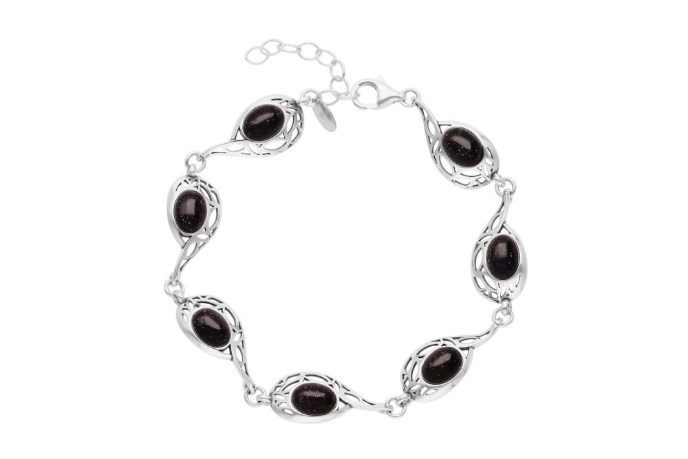 Srebrna bransoletka ażurowa z kamieniami Noc Kairu pr. 925