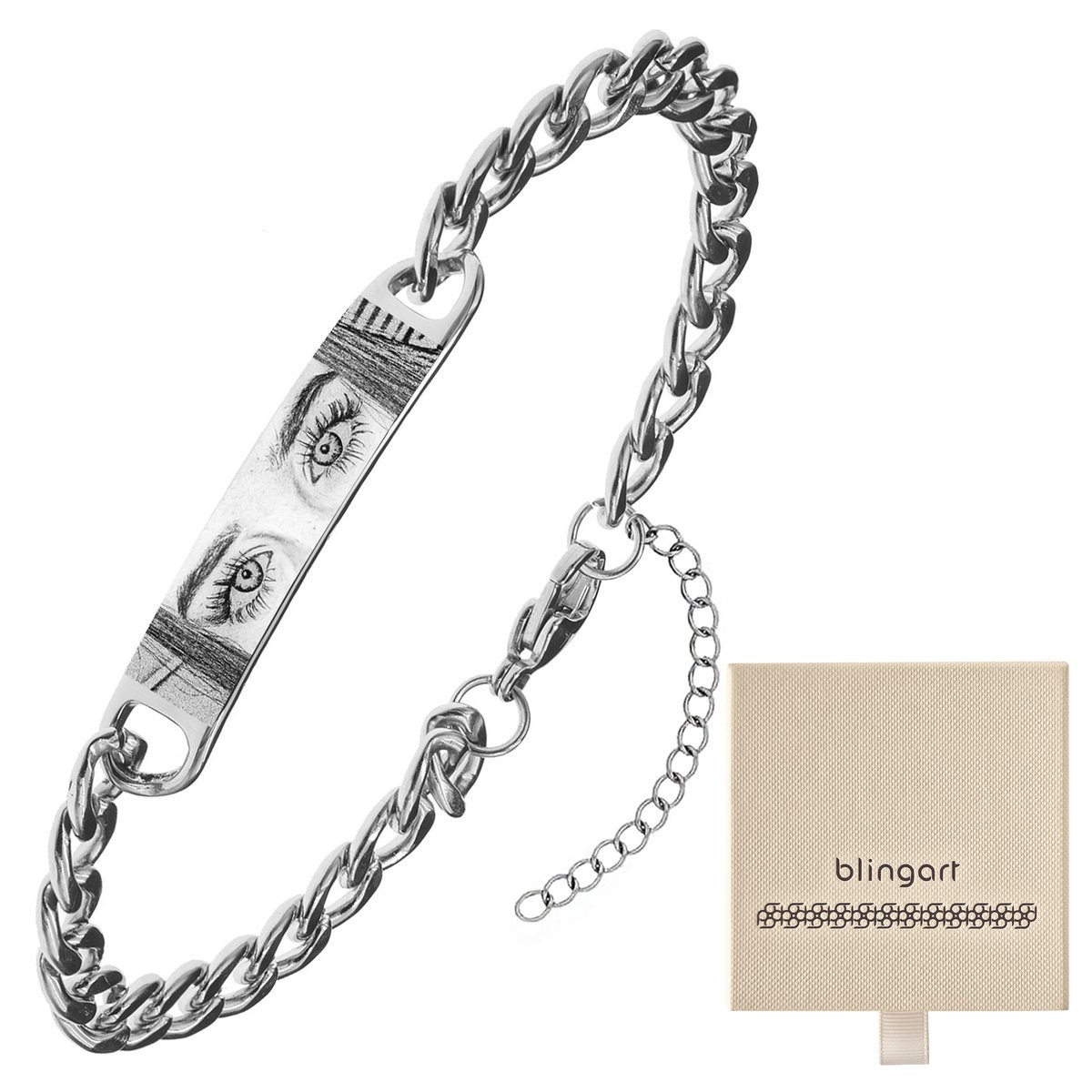 Bransoletka męska z GRAWEREM stalowa pancerka