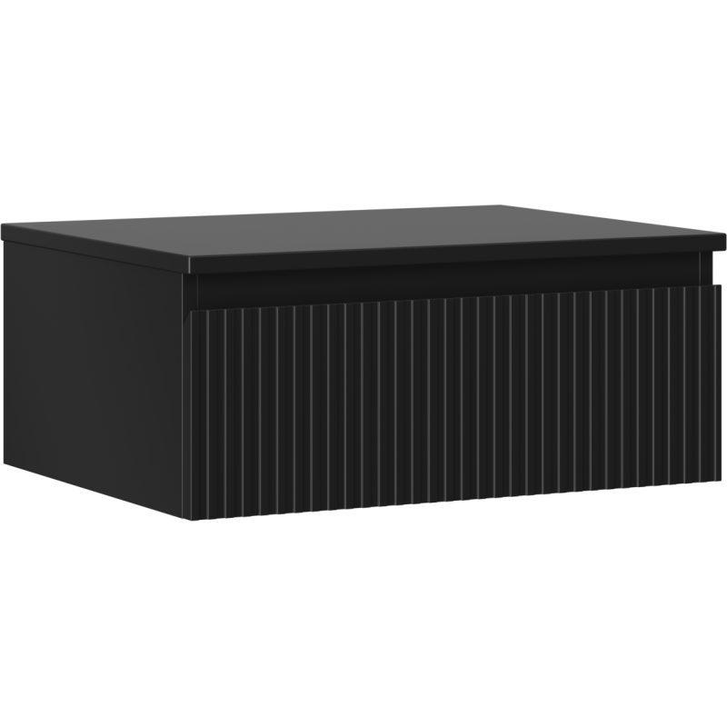 Mexen Rivel szafka łazienkowa podumywalkowa 60 cm z blatem, 1 szuflada, ryflowana , czarna mat - 91A20-06023-1-BFC71
