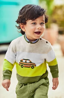 Swetry damskie - Mayoral Sweter bawełniany dziecięcy kolor zielony lekki - grafika 1