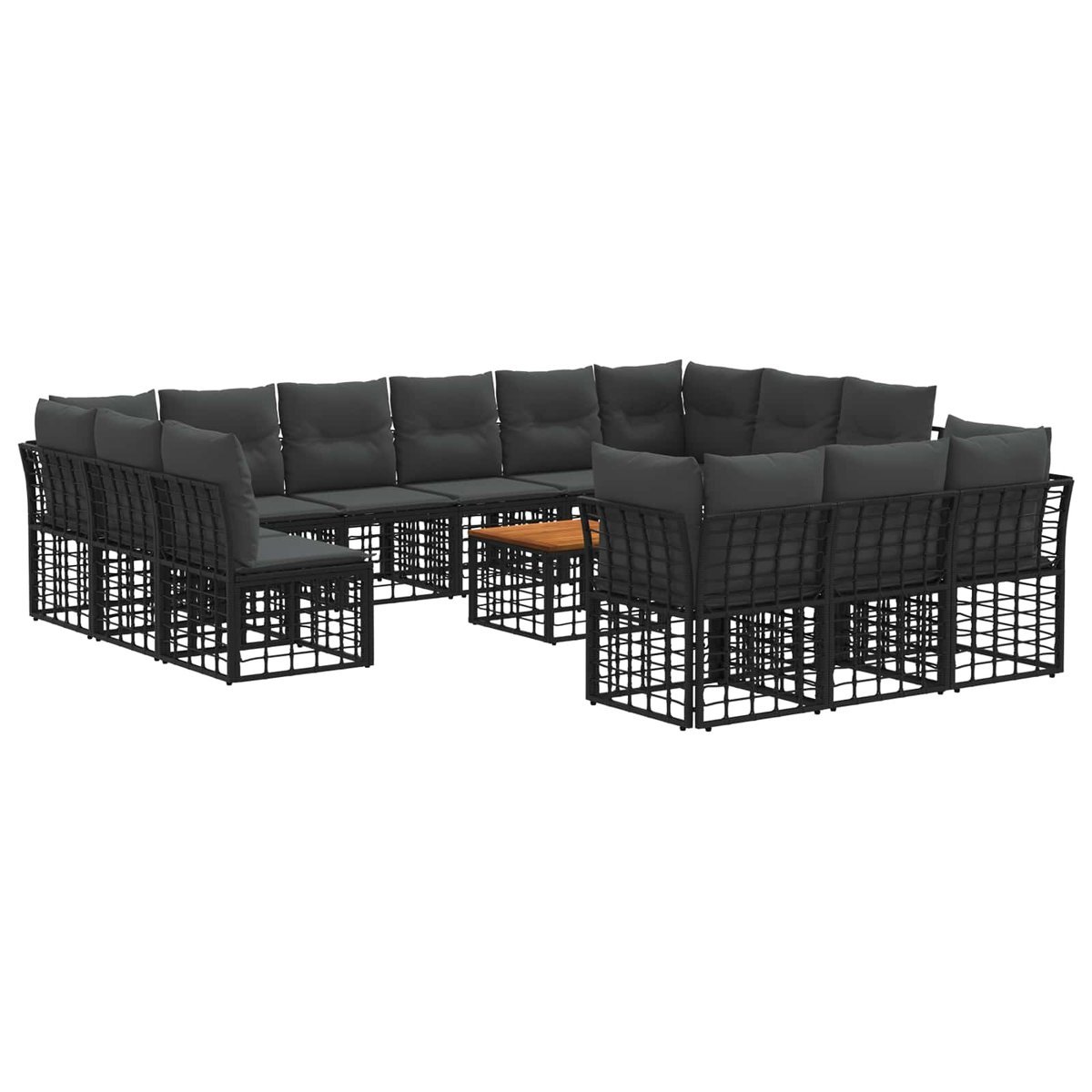 vidaXL Zestaw sof na zewnątrz 14 pcs Czarny i Ciemnoszary Poliester