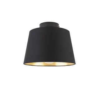 QAZQA Lampa sufitowa z bawełnianym kloszem czarny ze złotem 25 cm - Combi czarny - Oprawy, klosze i abażury - miniaturka - grafika 1