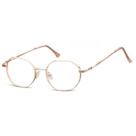 Okulary korekcyjne, oprawki, szkła - Okulary zerówki sześcioboczne oprawki korekcyjne medium M297 różowe złote - miniaturka - grafika 1