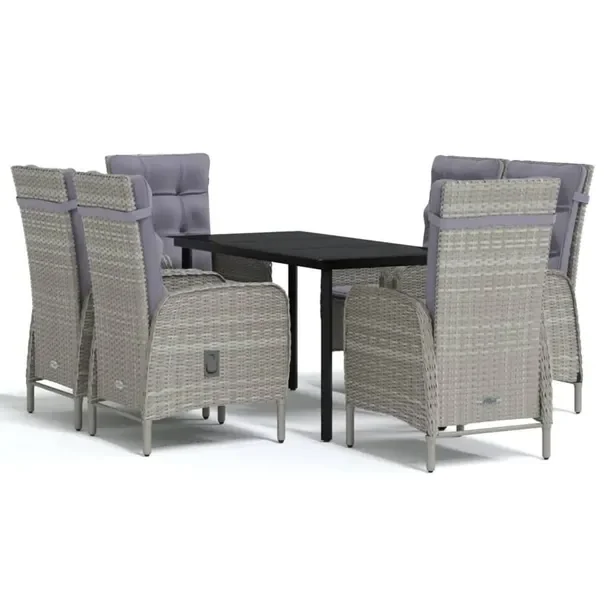 Zestaw Mebli Ogrodowych Rattan PE Stal Szkło Szaro-Czarny 140x70x74 cm 58x