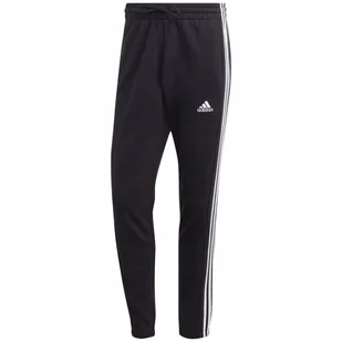 Spodnie męskie adidas Essentials French Terry Tapered Cuff 3-Stripes czarne - Dresy męskie - miniaturka - grafika 1