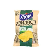 Chipsy - Chipsy ziemniaczane karbowane o smaku smietany i cebuli "Lyuks" 125g - miniaturka - grafika 1