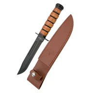 Noże - Nóż Third USMC Tactical Ka-Bar Style - Brown Leather, Black Blade (11593) - miniaturka - grafika 1