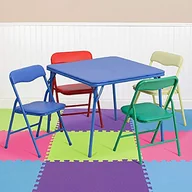 Stoliki dla dzieci - Flash Furniture Zestaw składanych stolików i krzeseł, 60,96 x 60,96 x 51,44 cm - miniaturka - grafika 1
