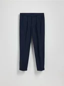 Spodnie męskie - Reserved - Spodnie chino slim z lnem - granatowy - miniaturka - grafika 1