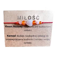 Bransoletki - Bransoletka na sznurku Serce Karneol Kwarc Różowy - miniaturka - grafika 1