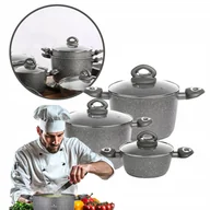 Zestawy garnków i patelni - Zestaw garnków z powłoką trwałą Valdinox Rock aluminiowe 6 el. indukcja gaz - miniaturka - grafika 1