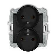 Gniazdka elektryczne - Karlik Gniazdo podwójne z uziemieniem bez przesł. ICON - czarny mat - miniaturka - grafika 1