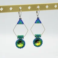 Kolczyki - Geometric wings green - miniaturka - grafika 1