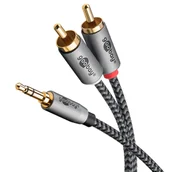 Kable - Kabel audio Jack - 2x RCA Goobay Plus TEXTIL 1m - miniaturka - grafika 1