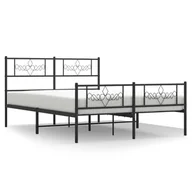 Łóżka - Metalowa rama łóżka z wezgłowiem i zanóżkiem, czarna, 140x200cm Lumarko! - miniaturka - grafika 1