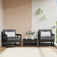Komplety wypoczynkowe - vidaXL Fotele ogrodowe z poduszkami 2 szt, czarne, lite drewno sosnowe - miniaturka - grafika 1