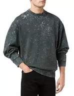 Bluzy męskie - BOSS Męska bluza ze śniegiem Wesnow z bawełny francuskiej frotte, Ciemnozielony 304, 4XL - miniaturka - grafika 1