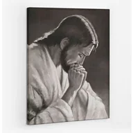 Ikony i obrazy sakralne - Jezus Modlitwa czarno biały - obraz polycanvas, 60x80 - miniaturka - grafika 1