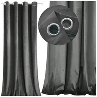 Zasłony - zasłona welurowa na przelotkach - ciemnoszara - miniaturka - grafika 1