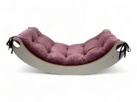 Skoczki dla dzieci - Drewniany Bujak Montessori dla Dziecka Mały + poduszka welurowa róż - miniaturka - grafika 1