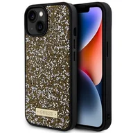 Etui i futerały do telefonów - Etui GUESS Rhinestone Metal Logo do Apple iPhone 15 Żółty - miniaturka - grafika 1