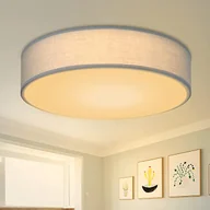 Oprawy, klosze i abażury - ZMH lampa sufitowa do sypialni okrągła 1 żarówka E27 lampa do salonu tkanina nowoczesna lampa do sypialni szara lampa kuchenna z kloszem z tkaniny lampa do przedpokoju do salonu kuchni przedpokoju średnica 30 cm - miniaturka - grafika 1