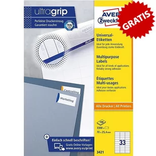 Avery Zweckform Etykiety Uniwersalne 70x25,4 mm Białe 3300 szt. Zweckform 3421 - Etykiety do drukarek - miniaturka - grafika 2