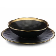 Talerze - Zestaw obiadowy na 4 os. LISSA BLACK GOLD 8 talerzy - miniaturka - grafika 1