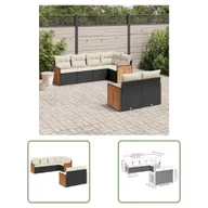 Meble ogrodowe - The Living Store 7-cz. zestaw wypoczynkowy do ogrodu - z poduszkami - czarny - Sofa Ogrodowa - miniaturka - grafika 1