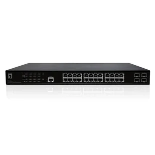 LevelOne GEP-2861 łącza sieciowe Zarządzany L2 Gigabit Ethernet (10/100/1000) Obsługa PoE 1U Czarny - Pozostałe akcesoria sieciowe - miniaturka - grafika 1