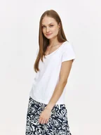 Koszulki i topy damskie - Basicowy biały top z dekoltem w serek - miniaturka - grafika 1