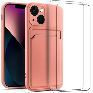 zestaw ochronny 2 w 1 dla Apple iPhone 12 Pro składa się z 2x szklanej osłony ekranu 9H i 1x silikonowego etui w kolorze różowym - Etui i futerały do telefonów - miniaturka - grafika 1