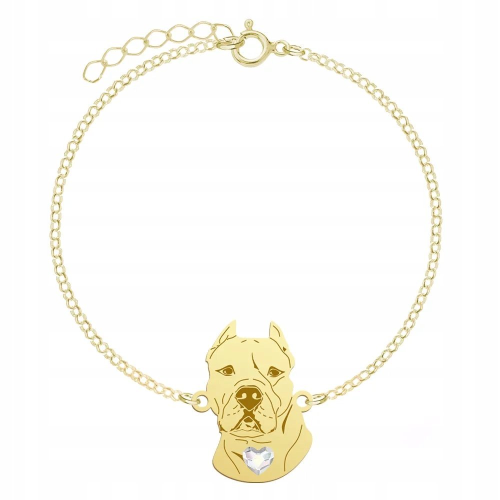 Bransoletka Złota z psem Dog Argentyński 925 Biżuteria Prezent GRAWER