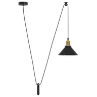 Lampy ogrodowe - vidaXL Lampa wisząca z regulacją wysokości E27 połysk czarny metal - miniaturka - grafika 1
